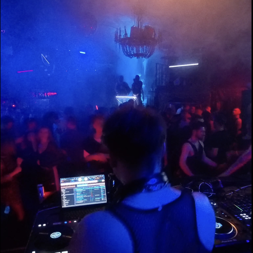 Outdoor festival stage at night